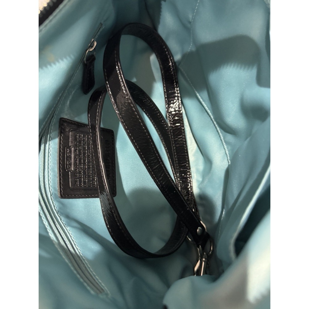 Coach Black & Gray Poppy Signature Sateen Shoulder Bag 18980 Purse F - Picture 7 of 12